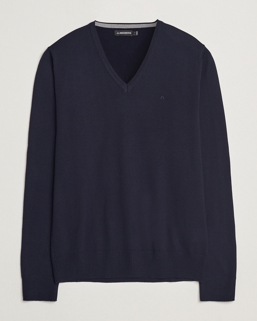J.Lindeberg Lymann True Merino V-Neck Pullover Navy – Bleu