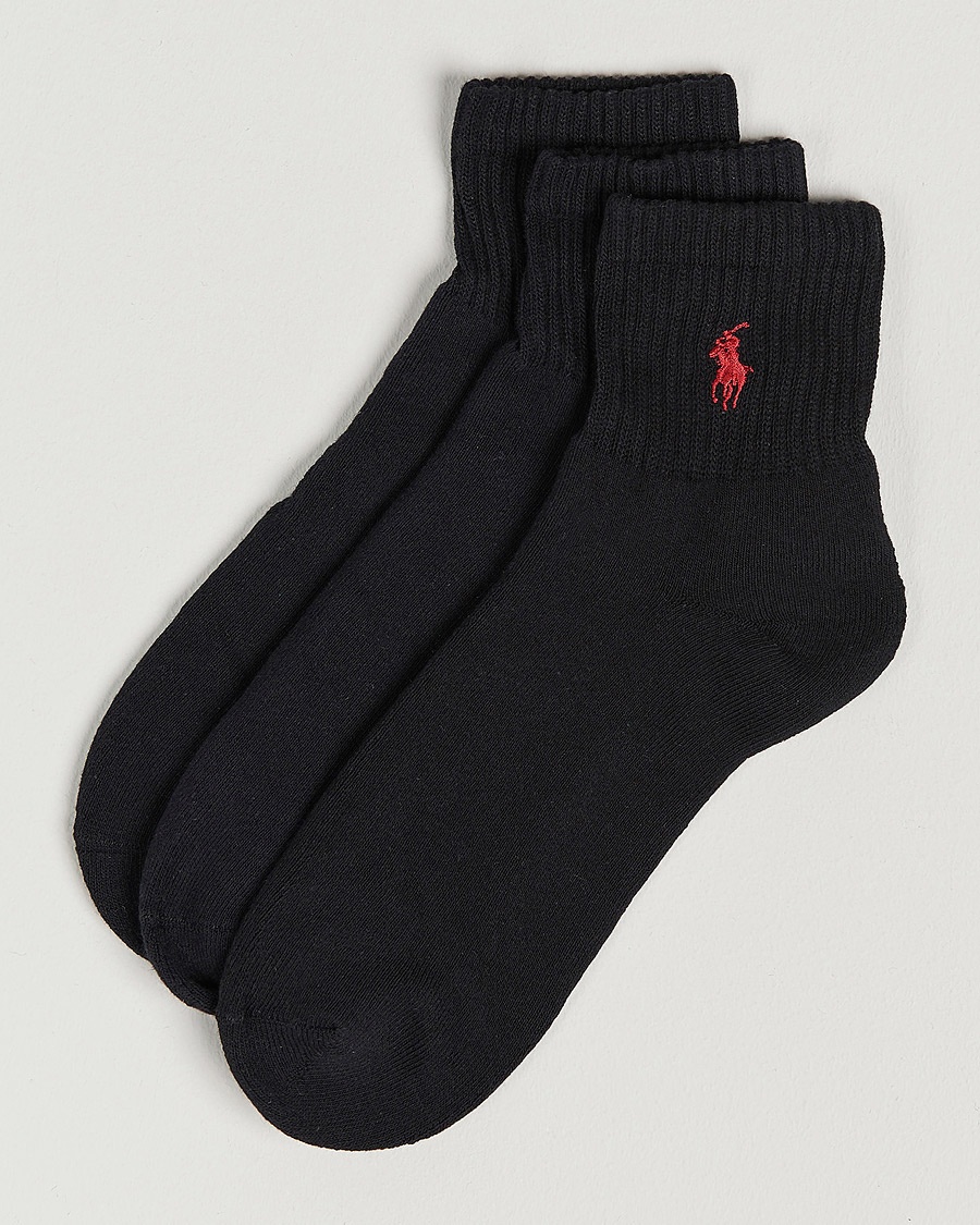 Polo Ralph Lauren 3-Pack Sport Quarter Socks Black – Noir