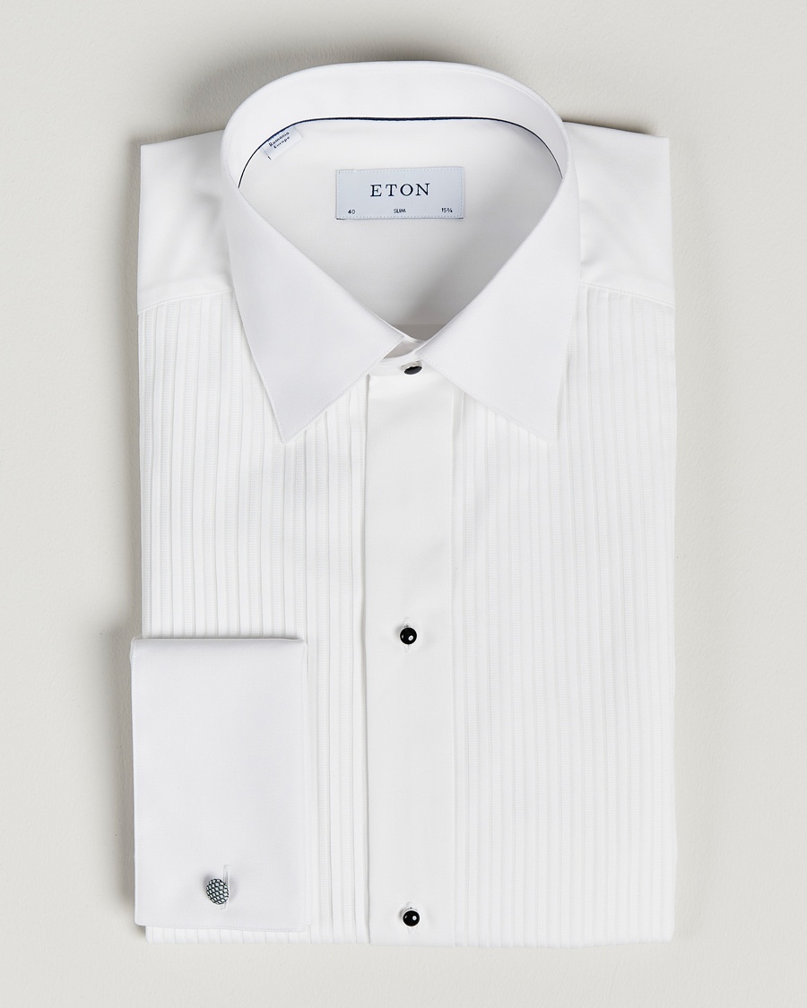 Eton Slim Fit Tuxedo Shirt Black Ribbon White – Blanc