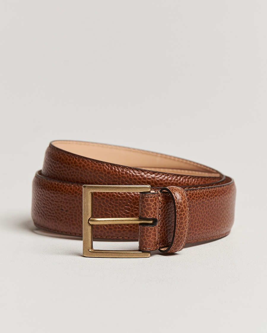 Crockett & Jones Belt 3,5 cm Tan Grained Calf – Marron