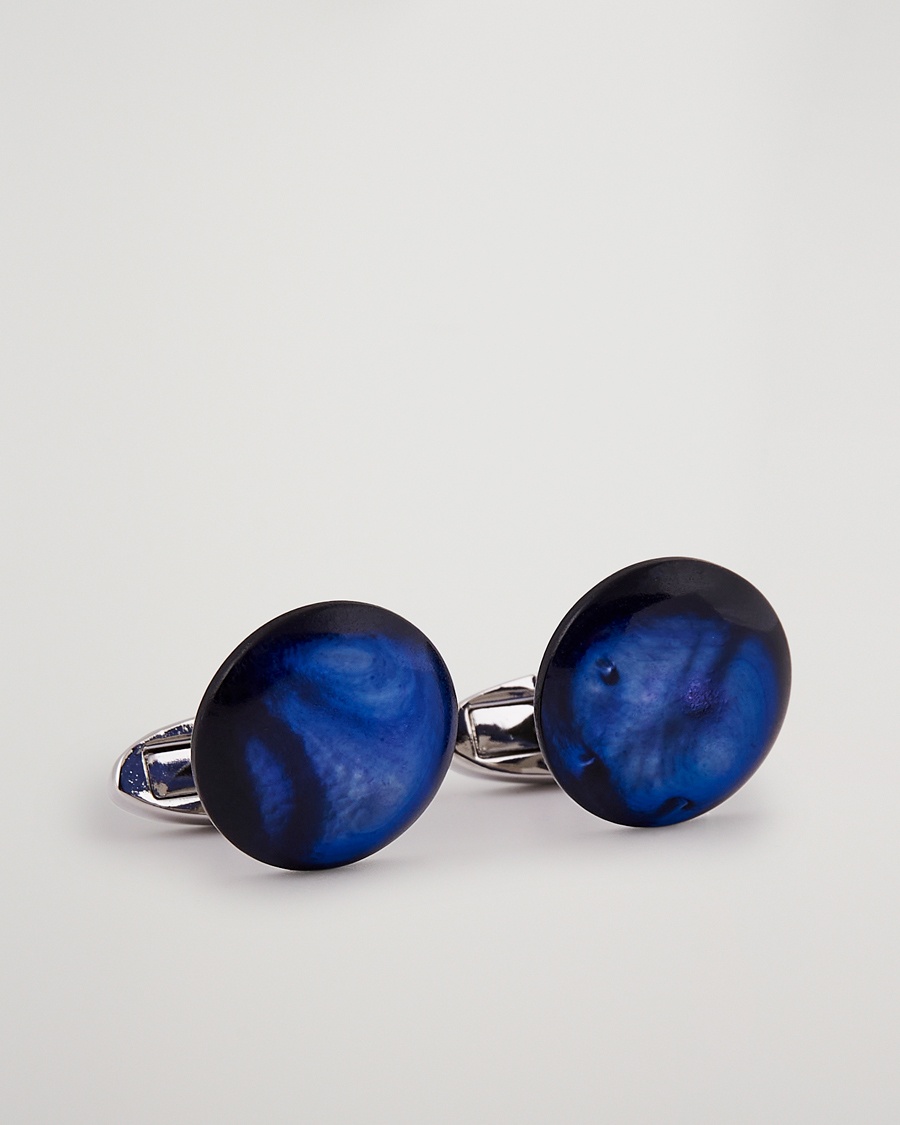 Stenströms Mother of Pearl Cufflink Dark Blue – Bleu