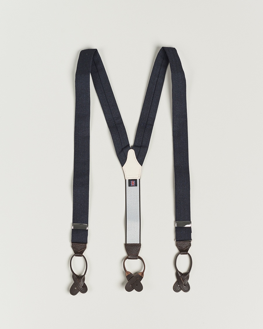Albert Thurston Herringbone Braces 40mm Dark Blue – Bleu