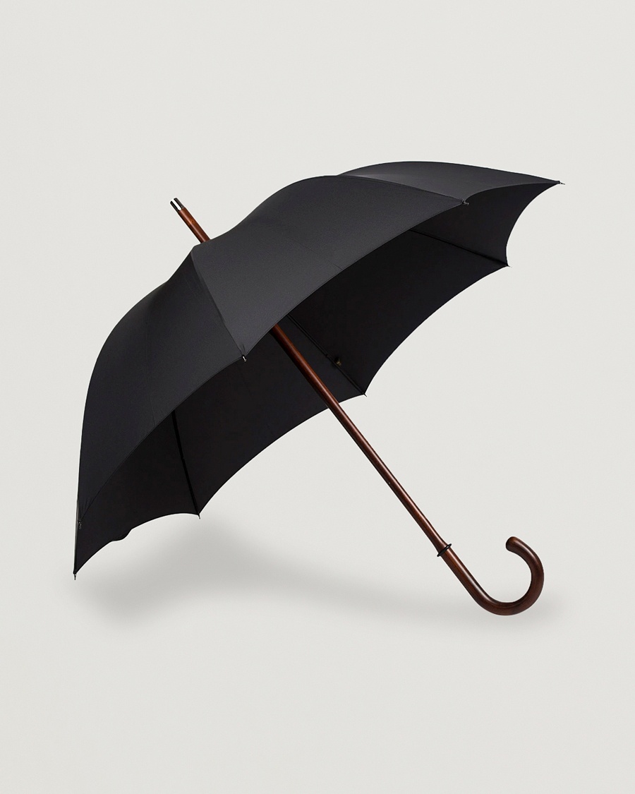 Fox Umbrellas Polished Cherrywood Solid Umbrella Black – Noir