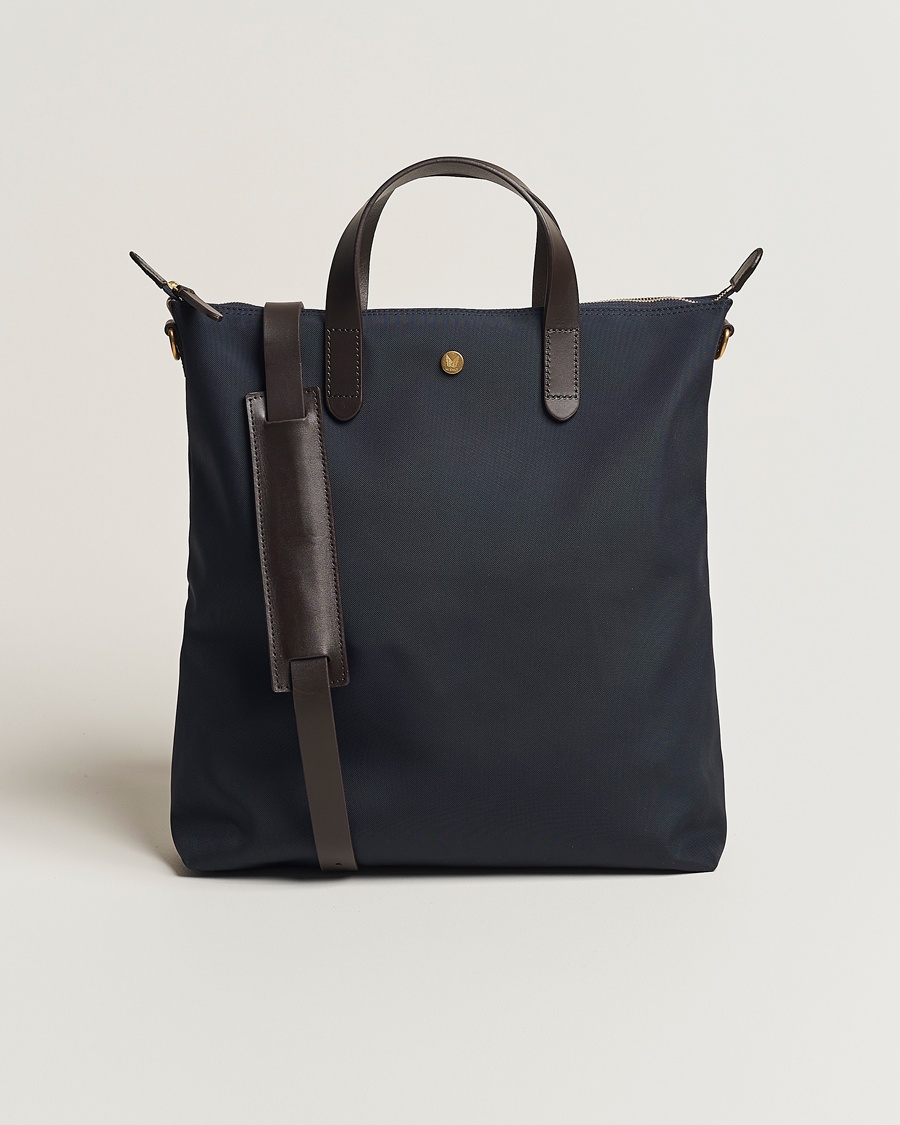 Mismo M/S Canvas Shopper Navy/Dark Brown – Bleu