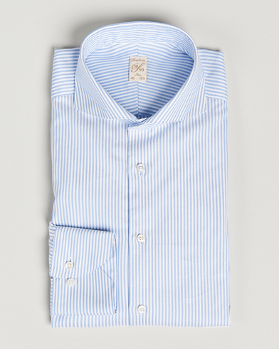 Homme | Stenströms | Stenströms | 1899 Slimline Supima Cotton Striped Shirt White/Blue
