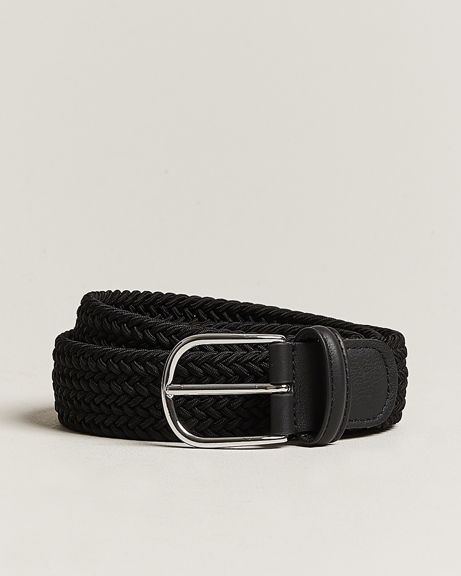 Anderson's Stretch Woven 3,5 cm Belt Black – Noir