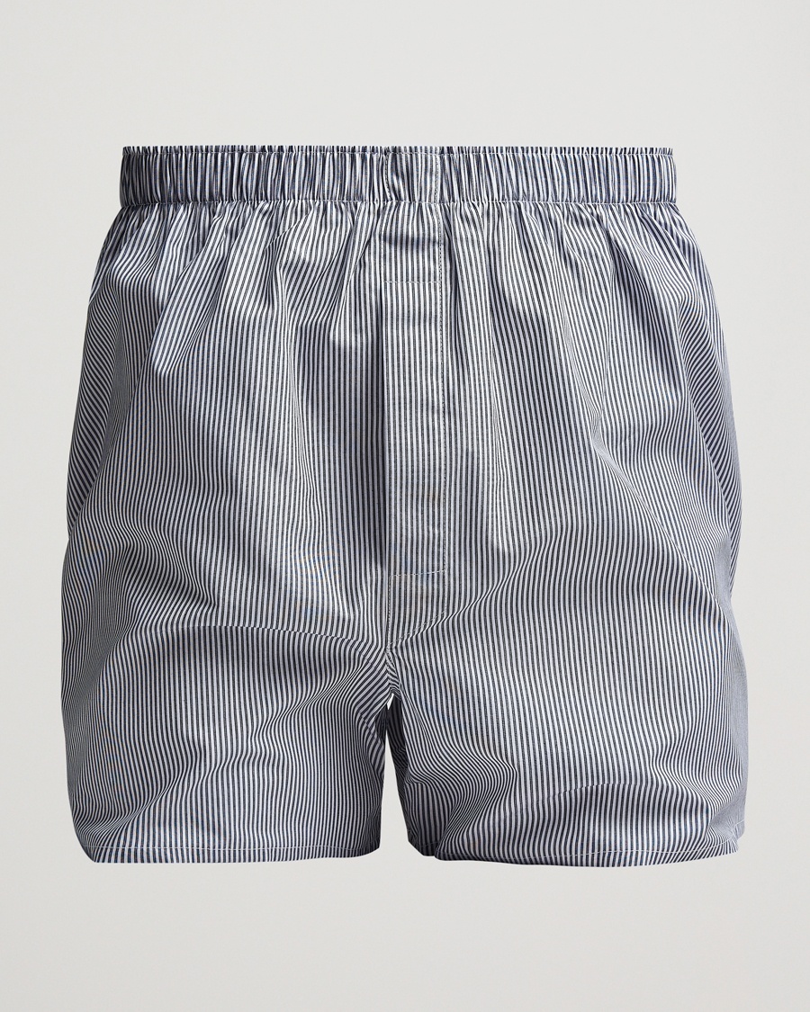 Sunspel Classic Woven Cotton Boxer Shorts White/Light Blue – Bleu