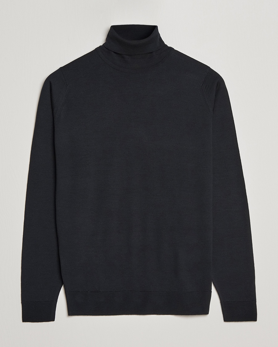 John Smedley Cherwell Extra Fine Merino Rollneck Black – Noir