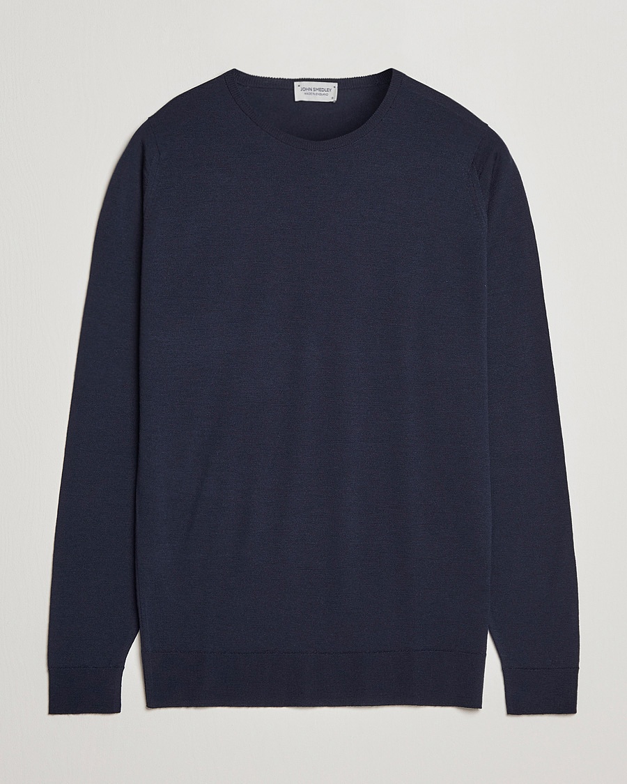 John Smedley Lundy Extra Fine Merino Crew Neck Midnight – Bleu