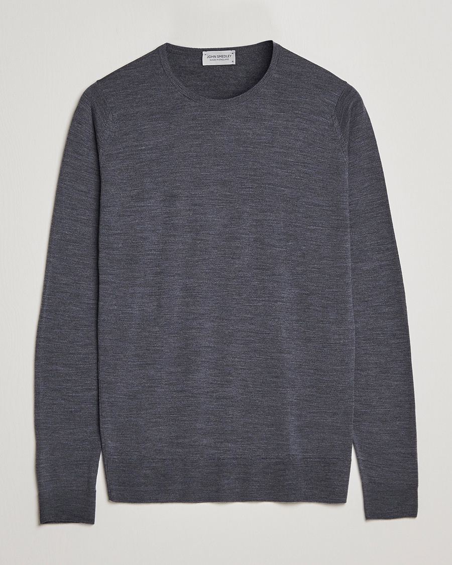 John Smedley Lundy Extra Fine Merino Crew Neck Charcoal – Gris