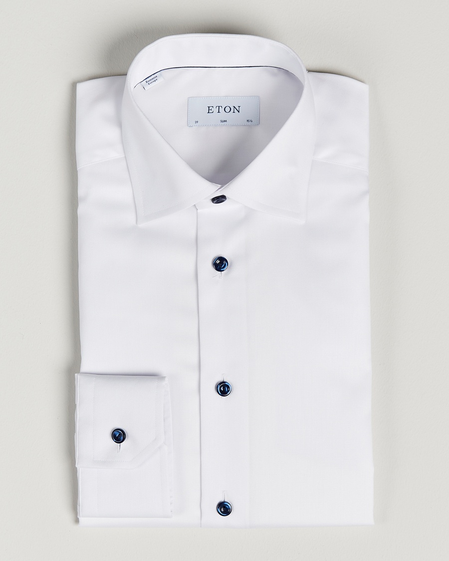Eton Slim Fit Signature Twill Shirt White – Blanc