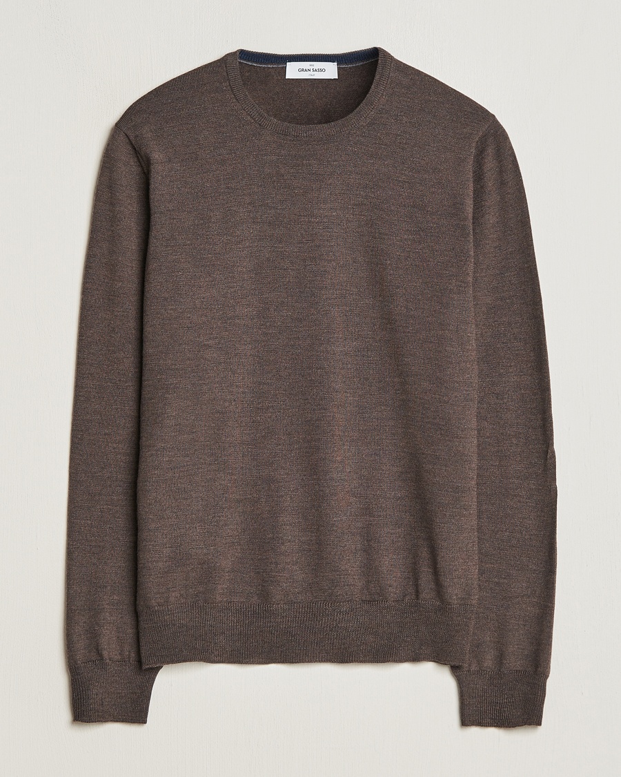 Gran Sasso Merino Fashion Fit Crew Neck Pullover Brown – Marron