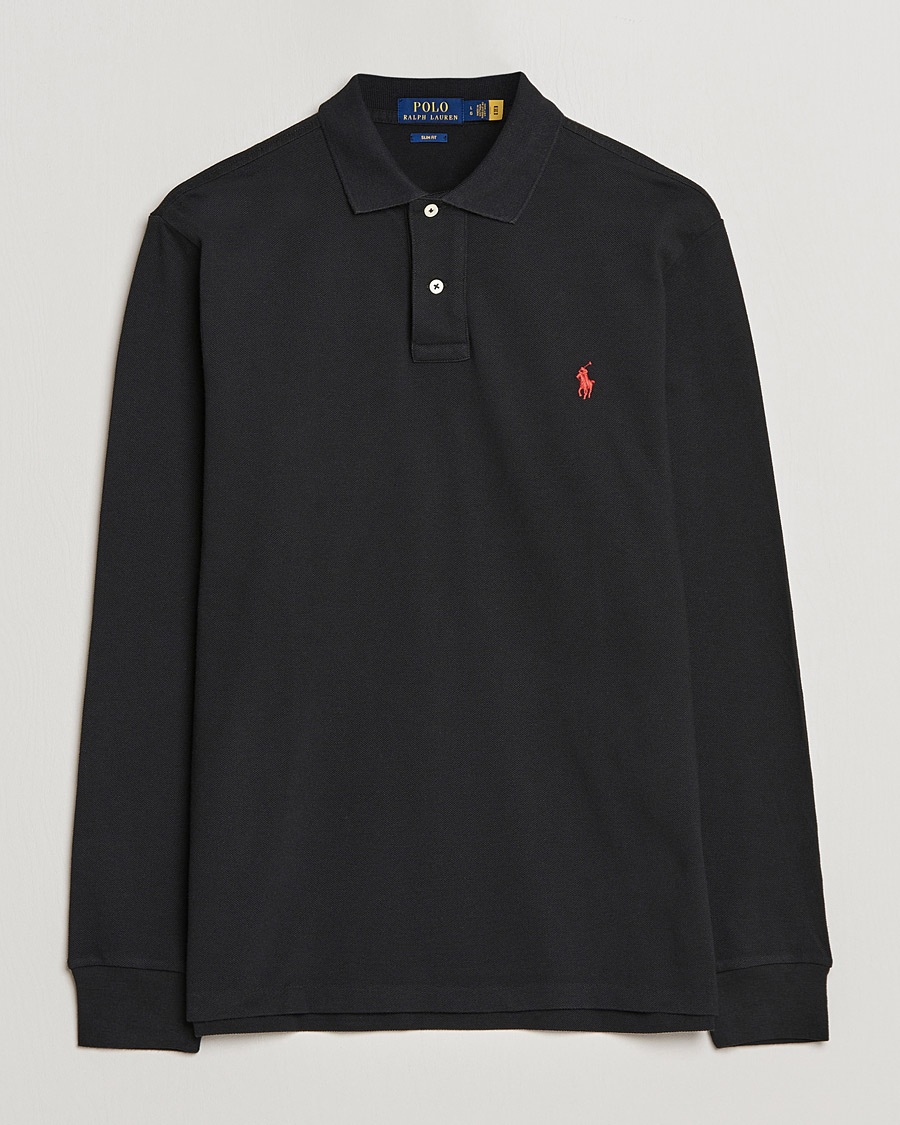 Polo Ralph Lauren Slim Fit Long Sleeve Polo Polo Black – Noir