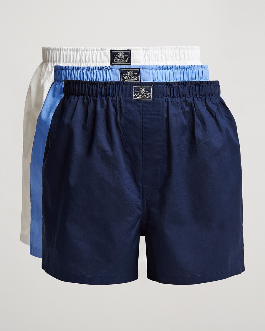 Polo Ralph Lauren 3-Pack Woven Boxer White/Blue/Navy – Blanc
