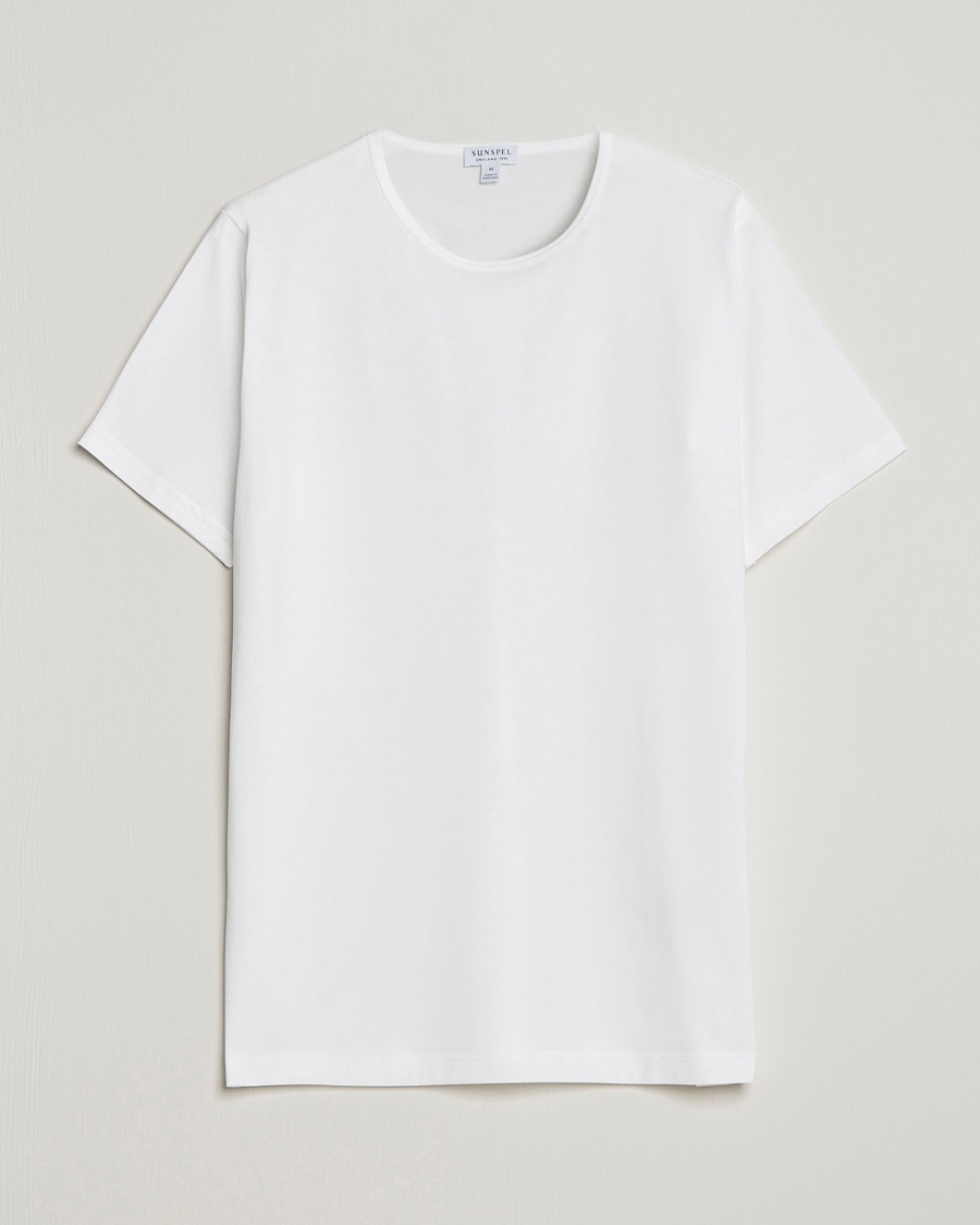 Sunspel Superfine Cotton Crew Neck T-Shirt White – Blanc