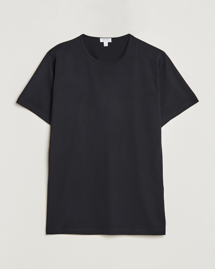 Sunspel Superfine Cotton Crew Neck T-Shirt Black – Noir
