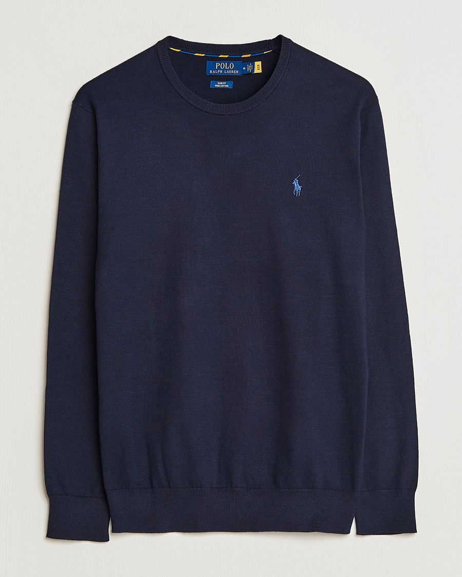 Polo Ralph Lauren Pima Cotton Crew Neck Pullover Hunter Navy – Bleu