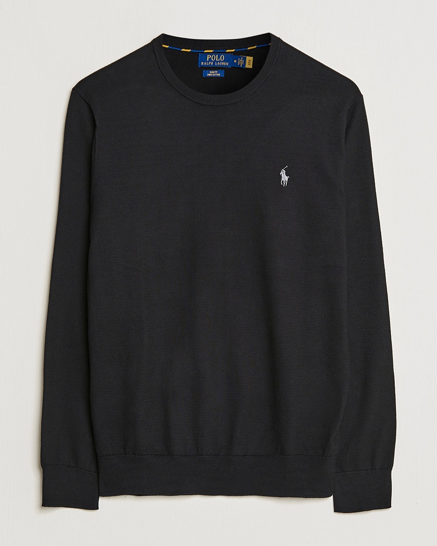Polo Ralph Lauren Pima Cotton Crew Neck Pullover Polo Black – Noir