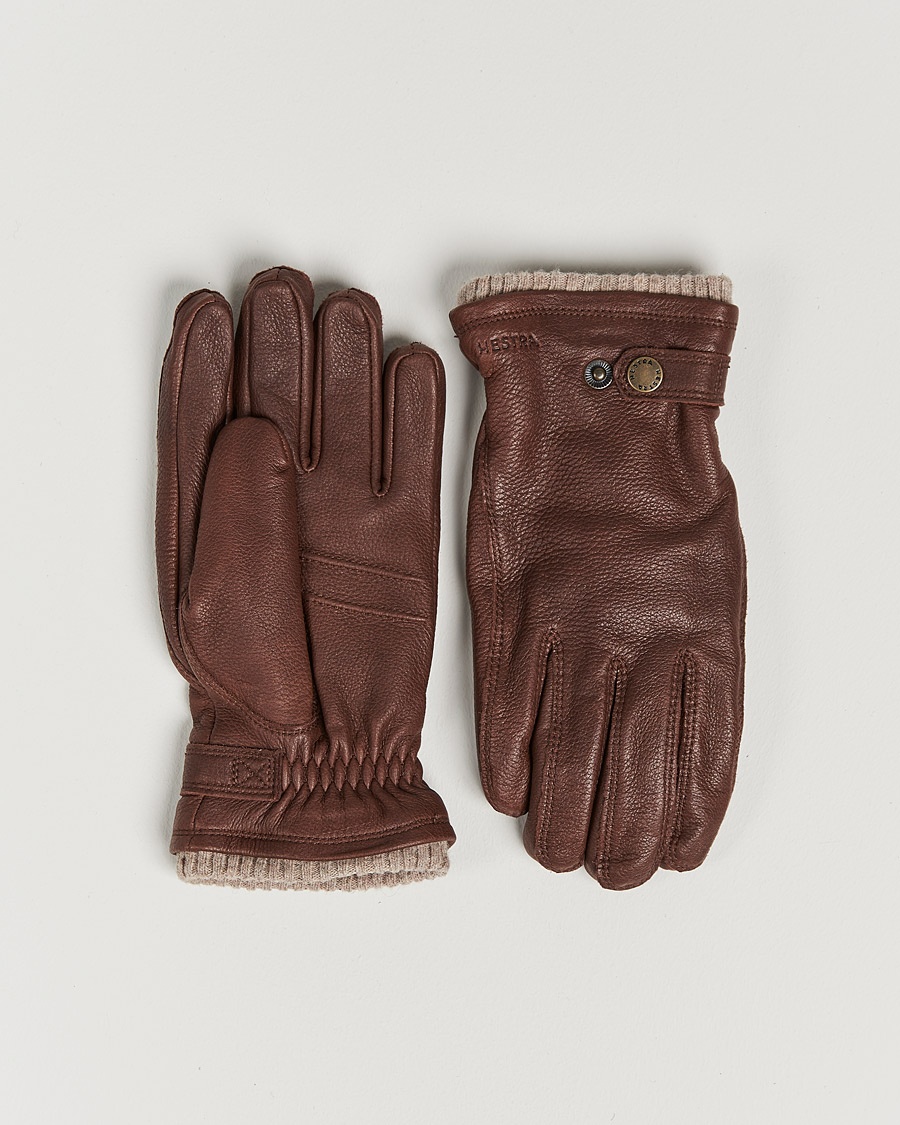 Hestra Utsjö Fleece Lined Buckle Elkskin Glove Chestnut – Marron