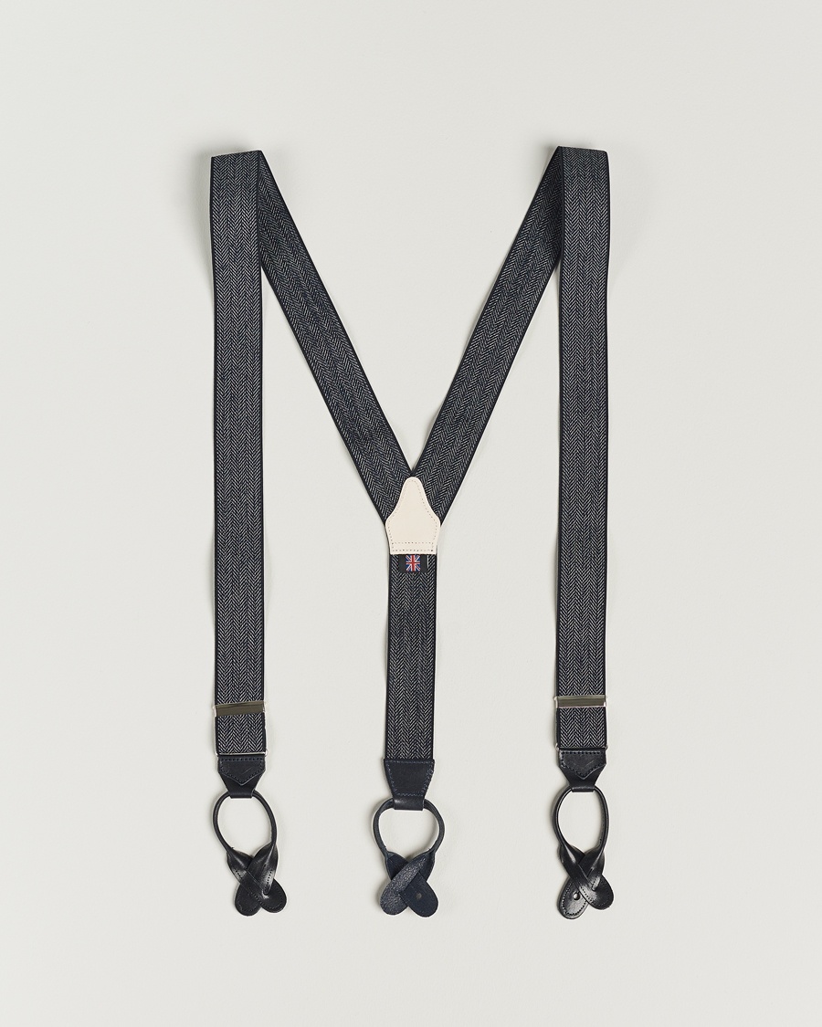 Albert Thurston Elastic Herringbone Braces 35mm Blue – Bleu