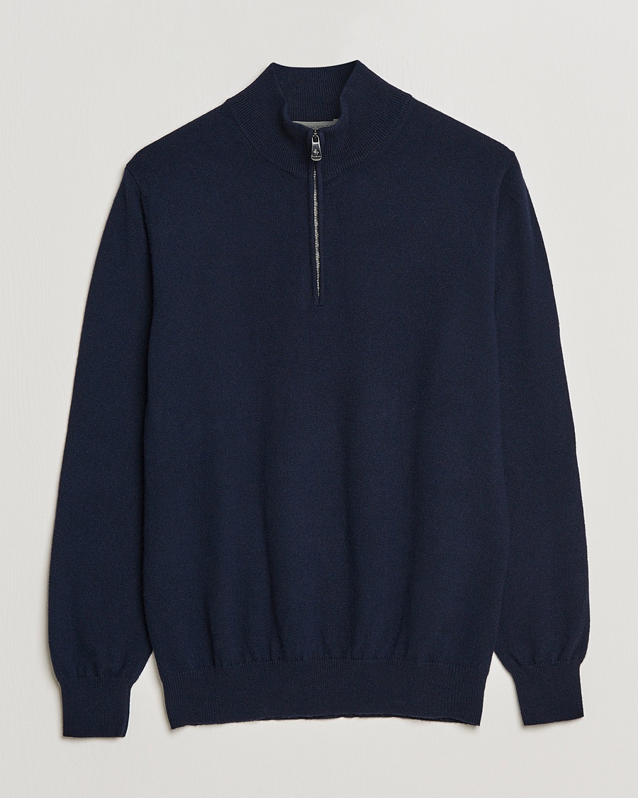 Piacenza Cashmere Cashmere Half Zip Sweater Navy – Bleu