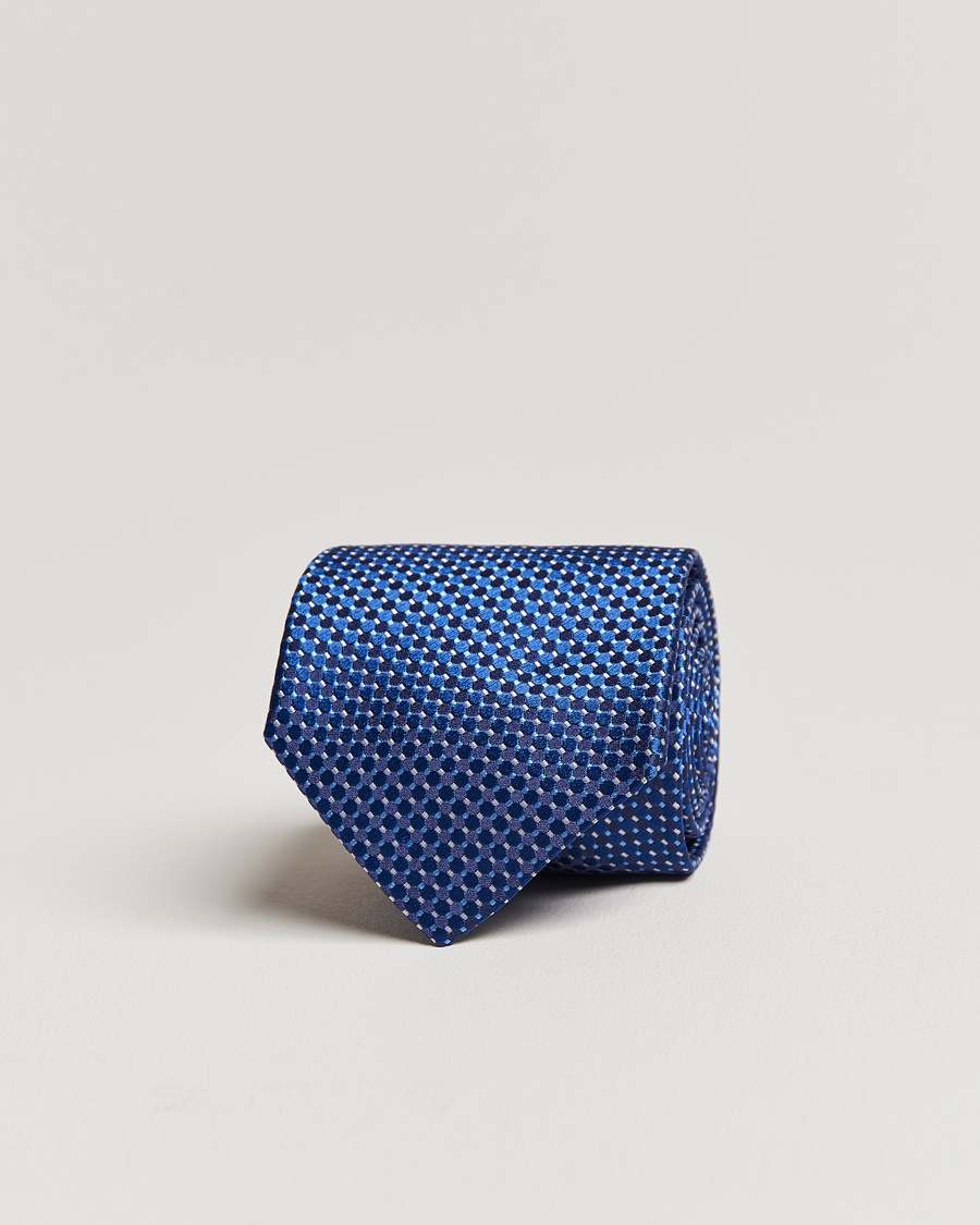 Eton Silk Geometric Weave Tie Navy – Bleu