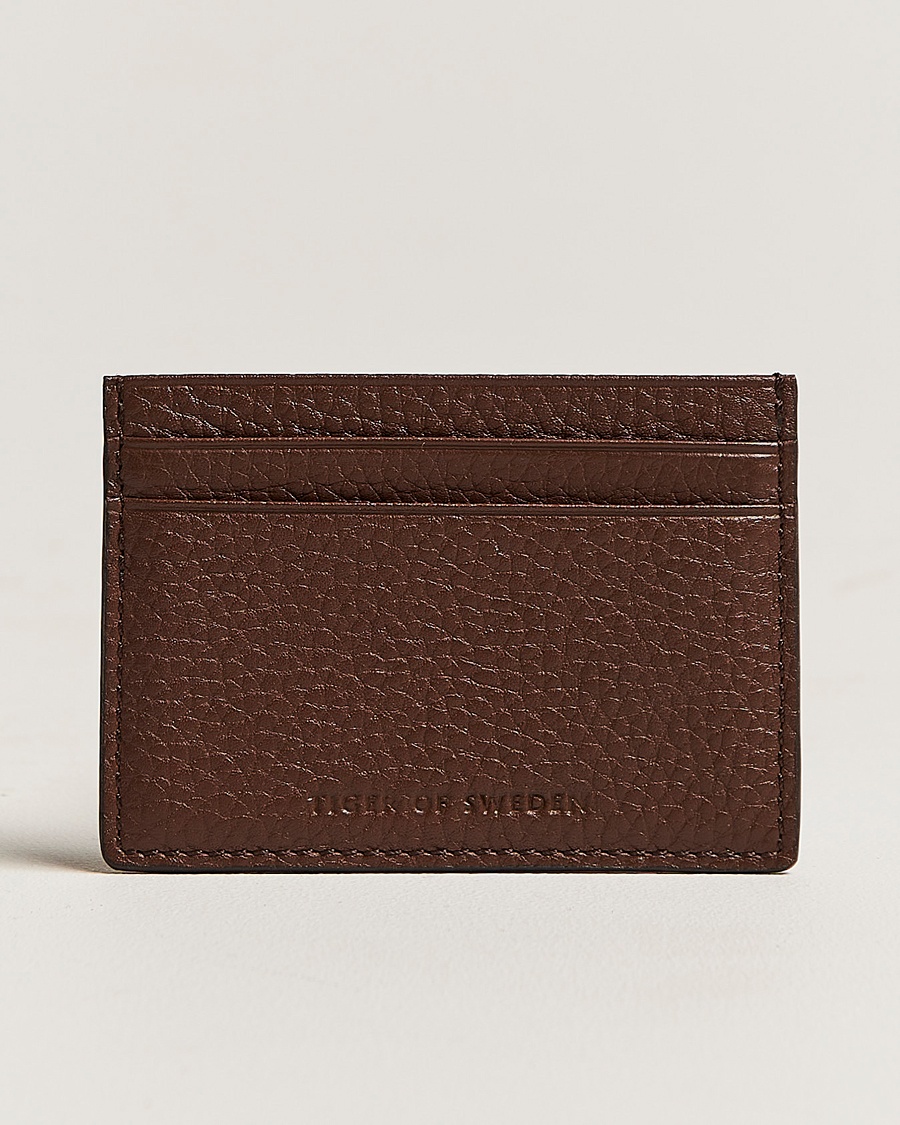 Tiger of Sweden Wake Grained Leather Cardholder Brown – Marron