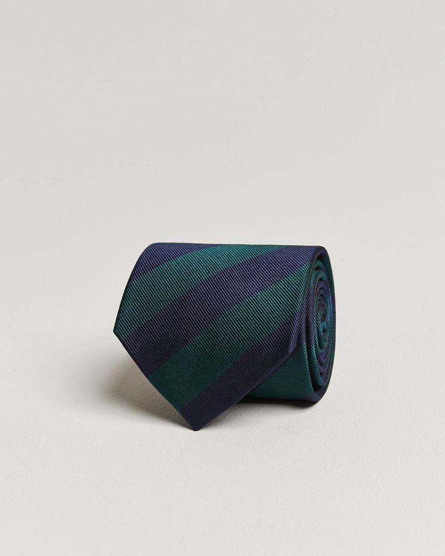 Amanda Christensen Regemental Stripe Classic Tie 8 cm Green/Navy – Bleu