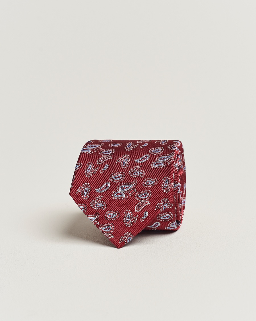 Amanda Christensen Paisley Woven Silk Tie 8 cm Wine Red – Rouge