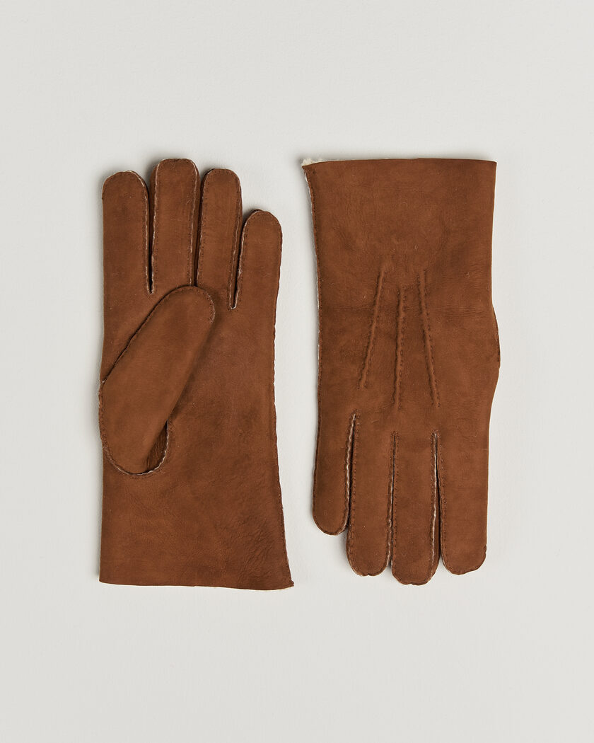 Hestra Lambskin Suede Handsewn Glove Congac – Marron