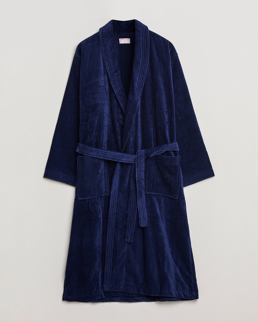 Derek Rose Cotton Velour Gown Navy – Bleu