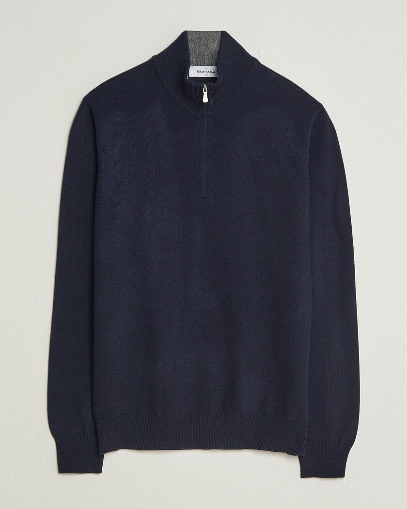Gran Sasso Wool/Cashmere Half Zip Navy – Bleu