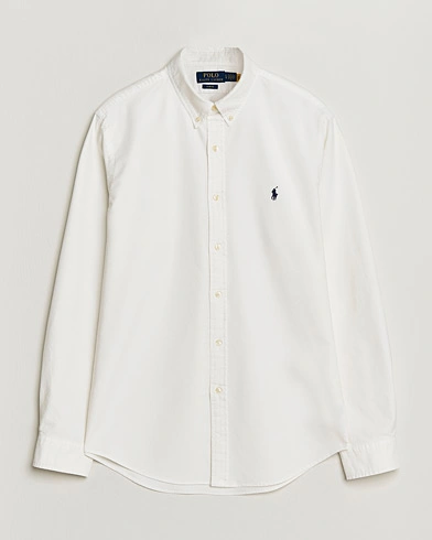 Polo Ralph Lauren Slim Fit Garment Dyed Oxford Shirt White – Blanc