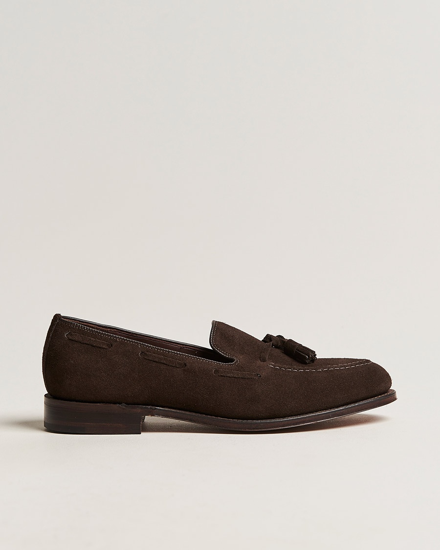 Loake 1880 Russell Tassel Loafer Chocolate Brown Suede – Marron