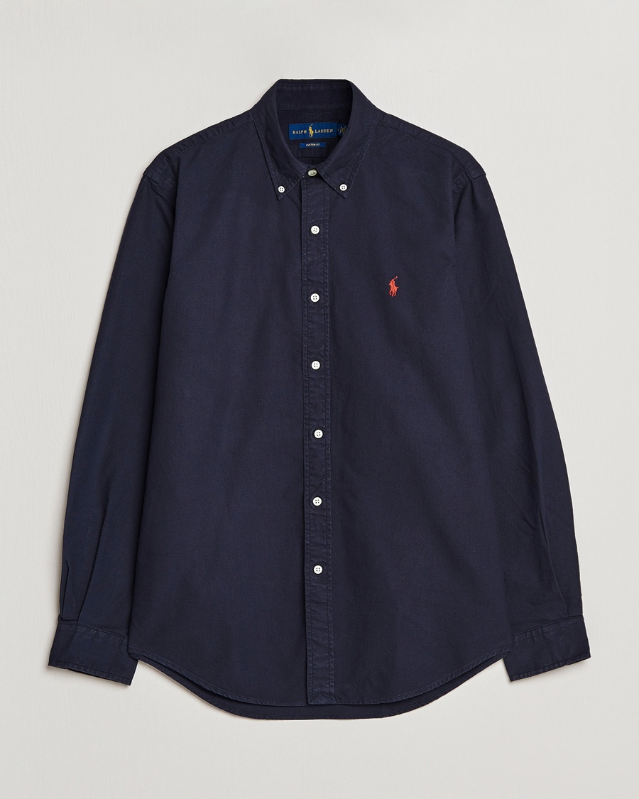 Polo Ralph Lauren Custom Fit Garment Dyed Oxford Shirt Navy – Bleu