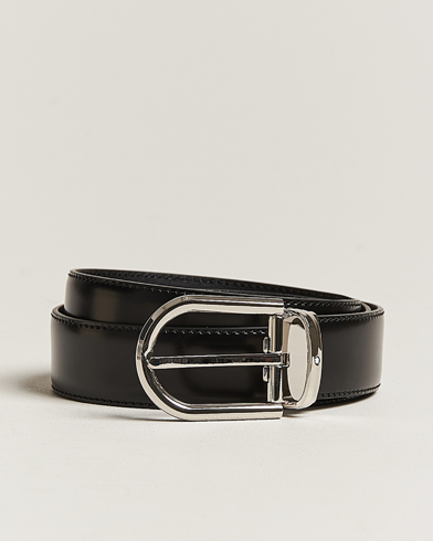  Horseshoe Coated Buckle 30mm Leather Belt Black