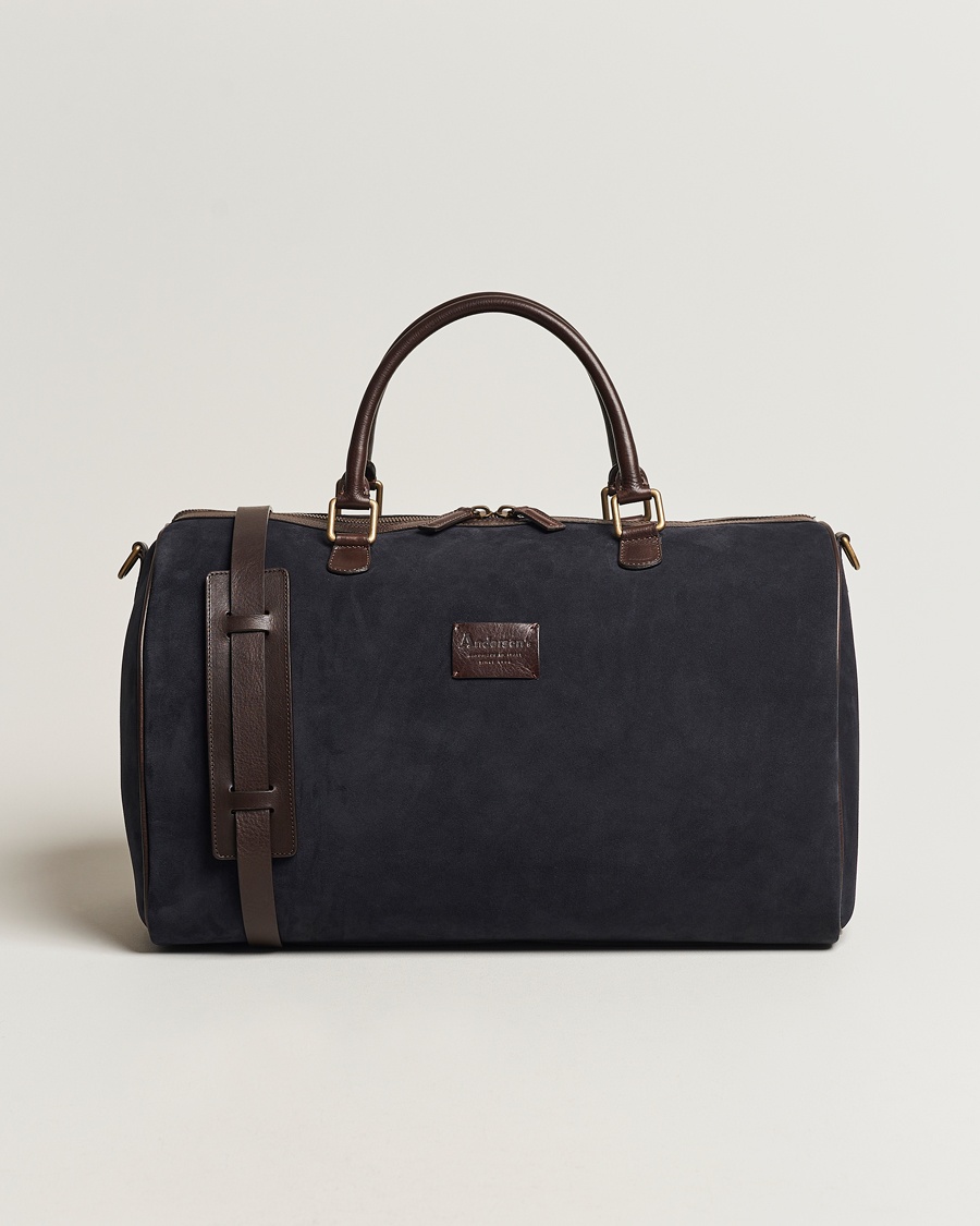 Anderson's Boston Suede Weekendbag Navy/Brown – Bleu