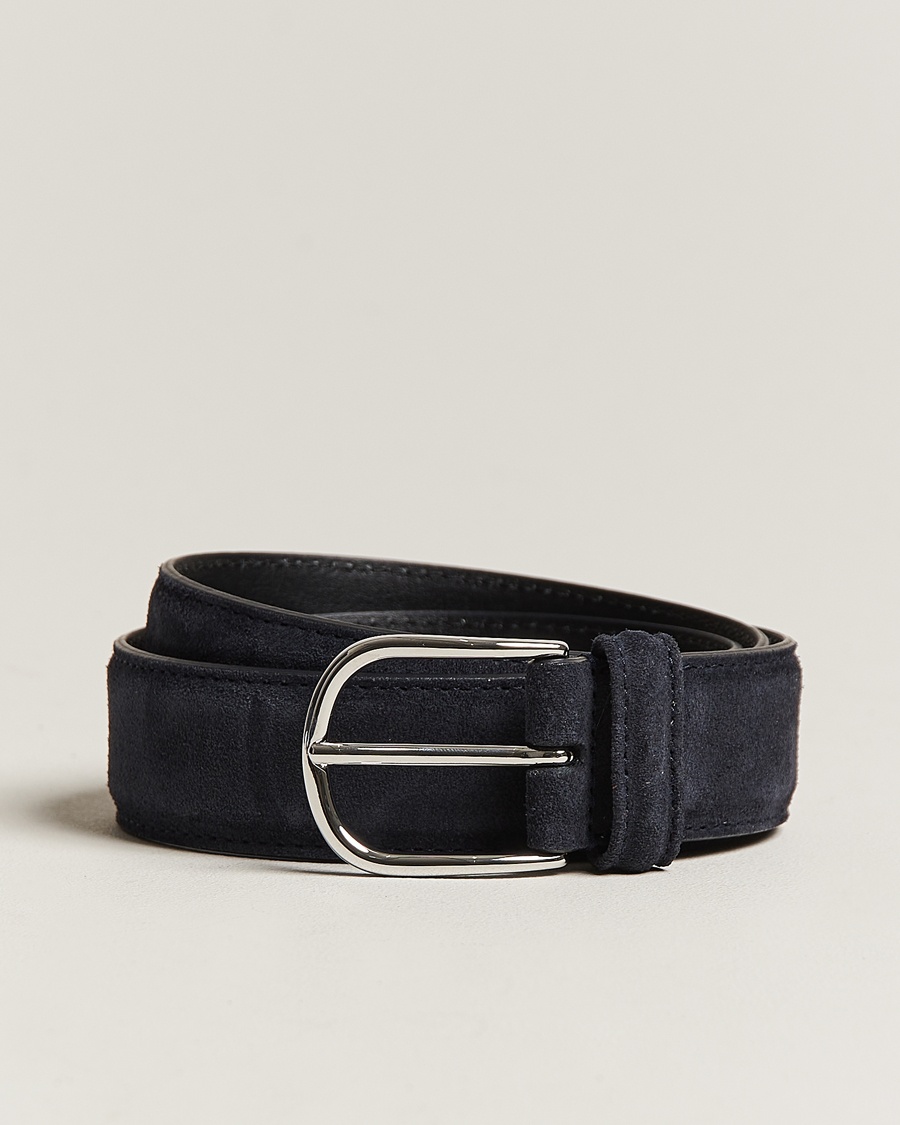 Anderson's Suede 3,5 cm Belt Navy – Bleu