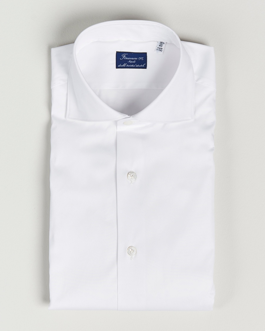 Finamore Napoli Milano Slim Fit Stretch Shirt White – Blanc