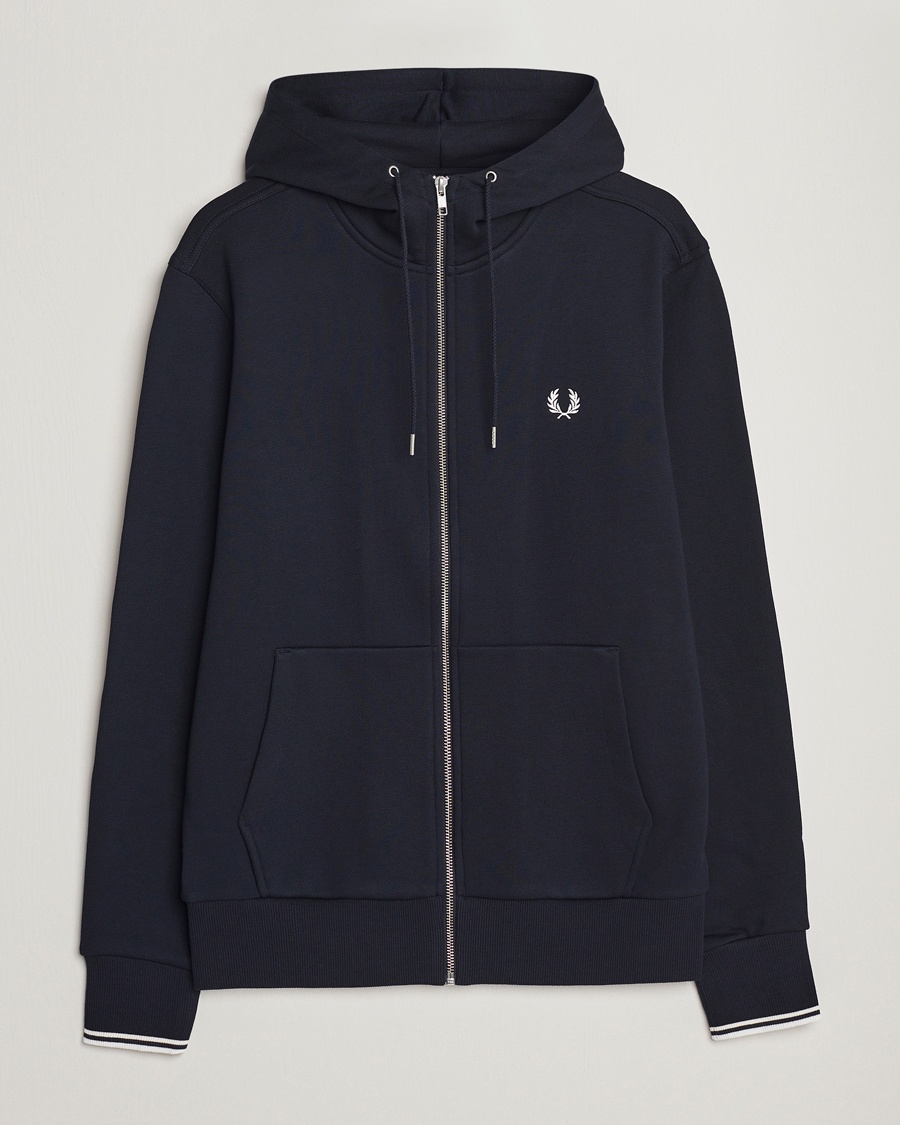 Fred Perry Full Zip Hooded Sweatshirt Navy – Bleu