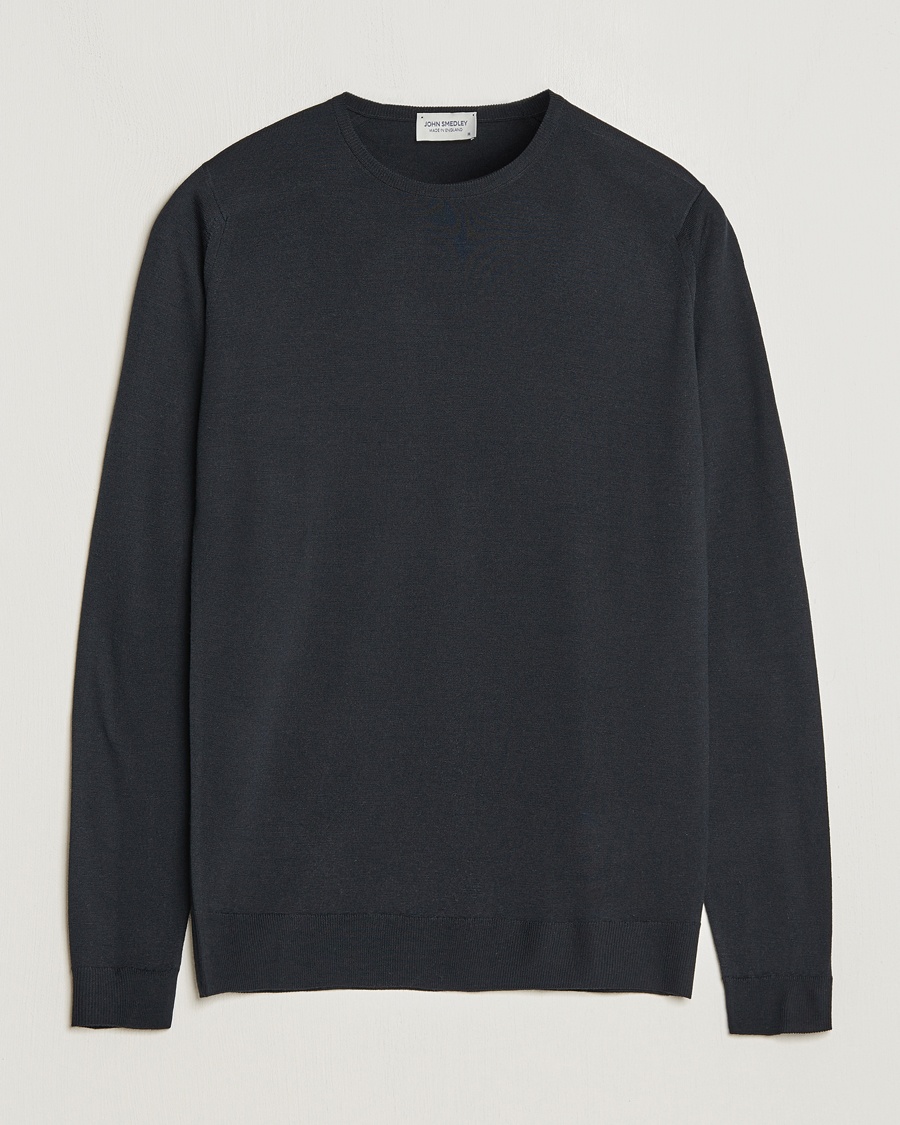 John Smedley Lundy Extra Fine Merino Crew Neck Black – Noir