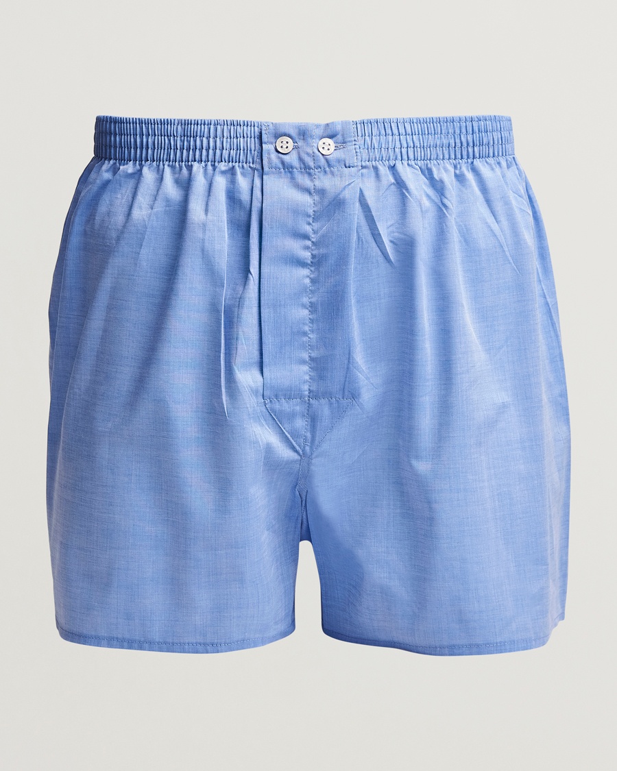 Derek Rose Classic Fit Cotton Boxer Shorts Blue – Bleu