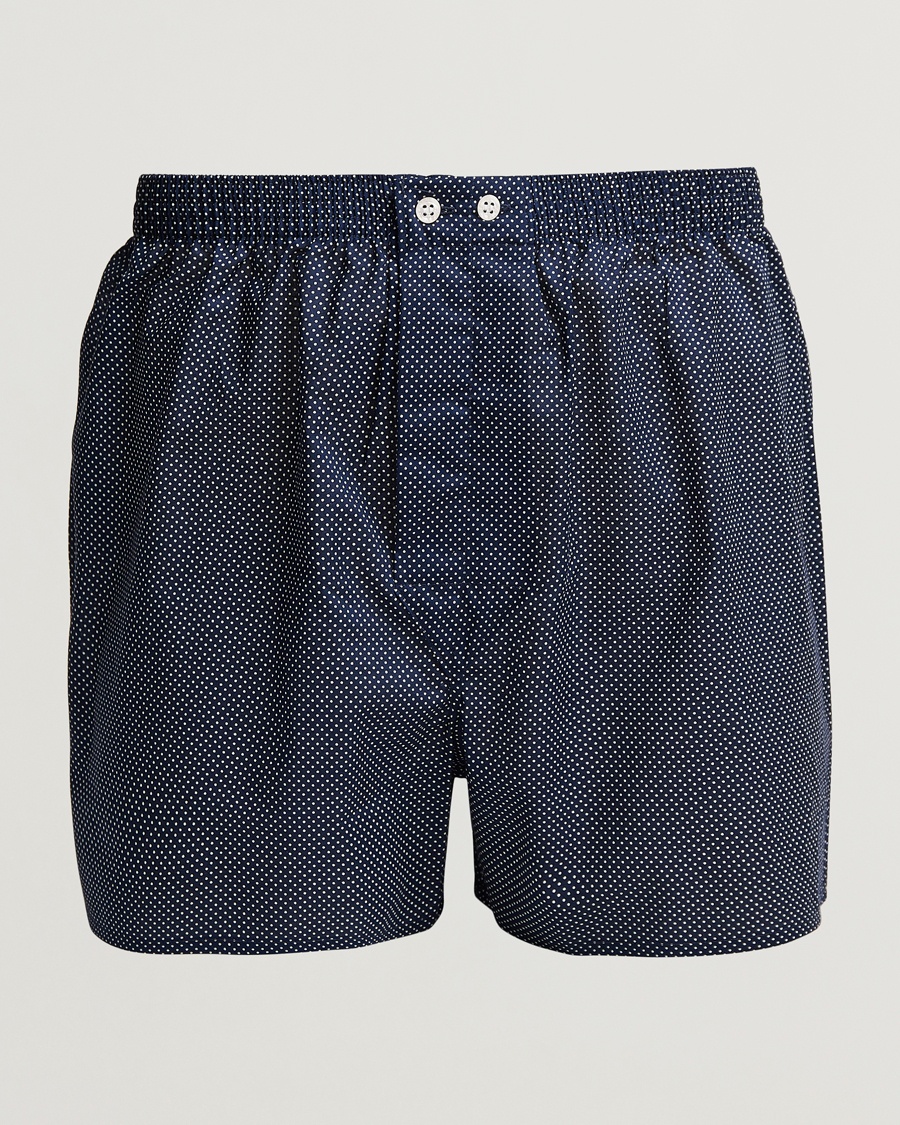 Derek Rose Classic Fit Cotton Boxer Shorts Navy Polka Dot – Bleu