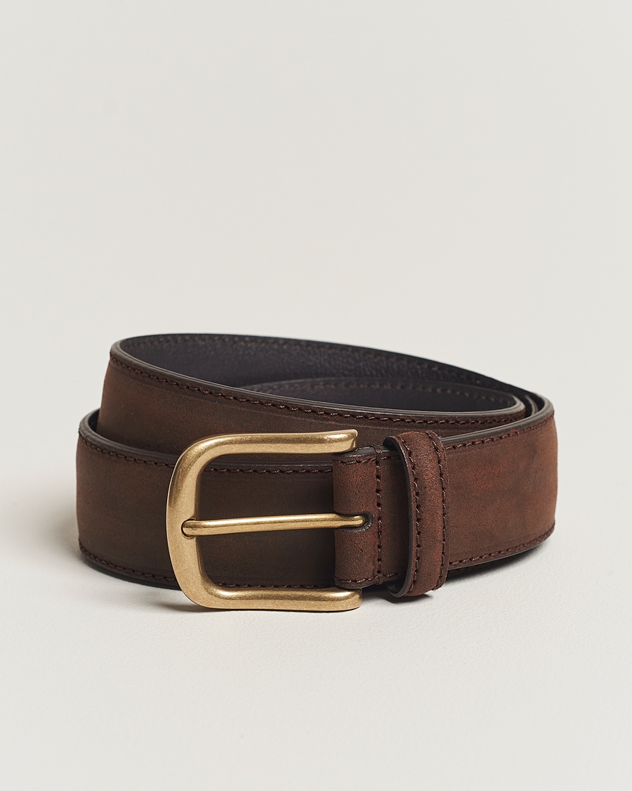 Crockett & Jones 3,5 cm Belt Dk Brown Rough-Out Suede – Marron