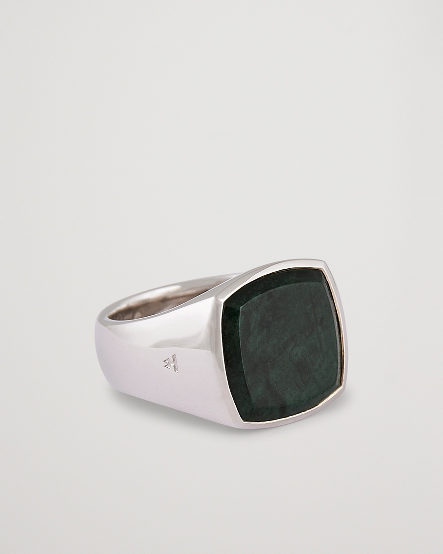Tom Wood Cushion Green Marble Ring Silver – Argent