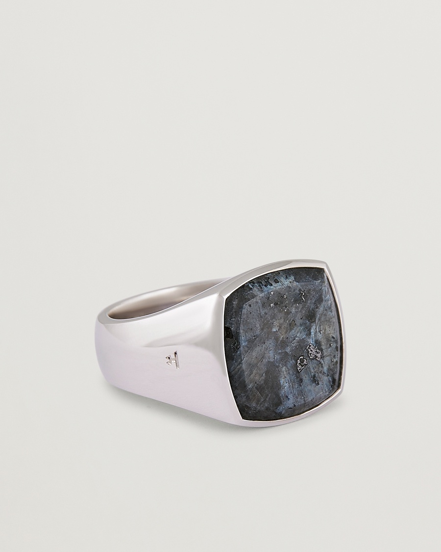 Tom Wood Cushion Larvikite Ring Silver – Argent