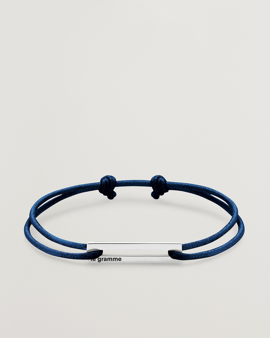 LE GRAMME Cord Bracelet Le 17/10 Navy/Sterling Silver – Bleu