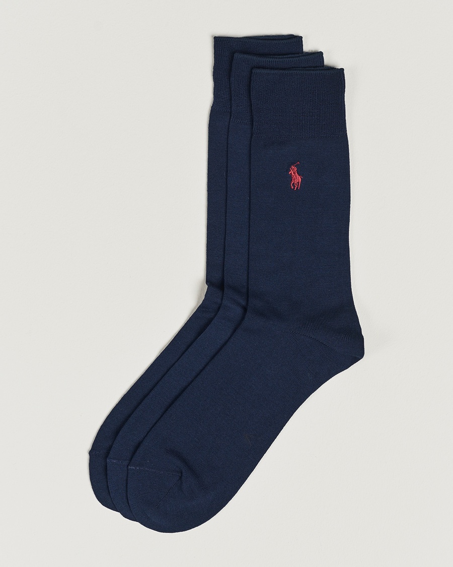 Polo Ralph Lauren 3-Pack Mercerized Cotton Socks Navy – Bleu