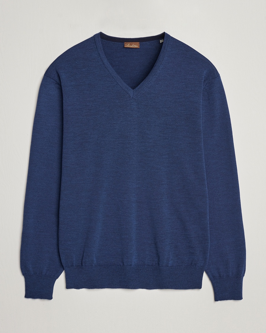 Stenströms Merino V-Neck Blue – Bleu