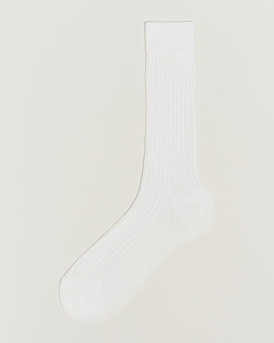 Bresciani Cotton Ribbed Short Socks White – Blanc